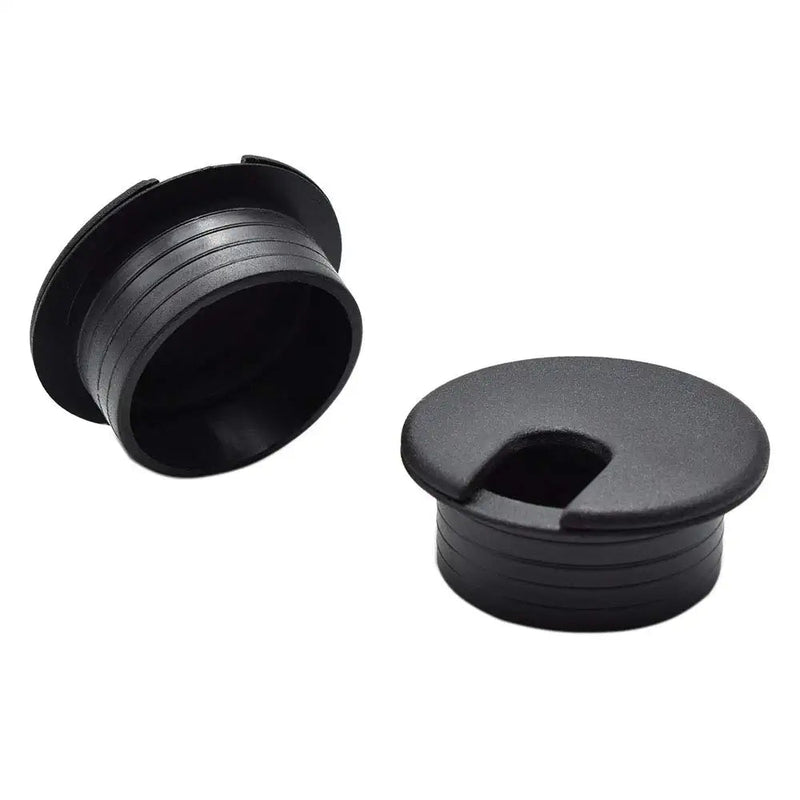 1-1/2 Inch (38mm) Black Wire Grommets and Cable Ties Kit ABS Plastic Desk Hole Cover Cord Organizer for Computer Desk Cabinet (2pcs Desk Grommets + 6pcs Reusable Ties) 38mm(1-1/2 inch)