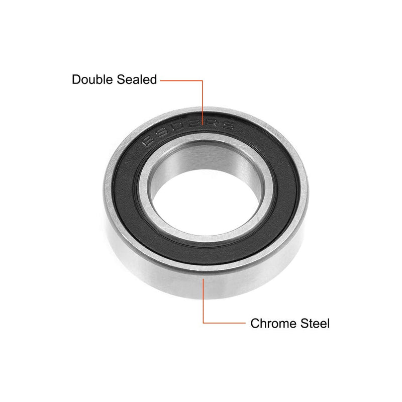 uxcell 6902-2RS Deep Groove Ball Bearing 15x28x7mm Double Sealed ABEC-3 Bearings 2-Pack 15mmx28mmx7mm