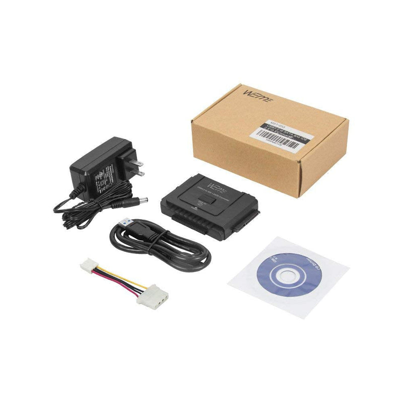 WEme USB 3.0 to SATA IDE Adapter with Universal 2.5" 3.5" Hard Drive Disk Converter for HDD SSD and IDE HDD, Support 12TB and One-Touch Backup, Include 12V 2A Power Adapter and USB 3.0 Cable for Laptop USB3.0 to SATA+IDE adapter