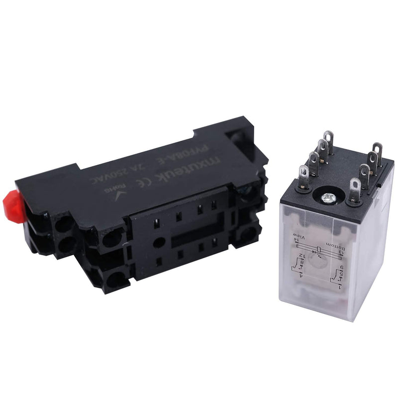 mxuteuk 2pcs HH52P AC 24V Coil 8 Pin 5A DPDT LED Indicator Electromagnetic Power Relay, with Base, with DIN Rail Slotted Aluminum 8Pin-5A