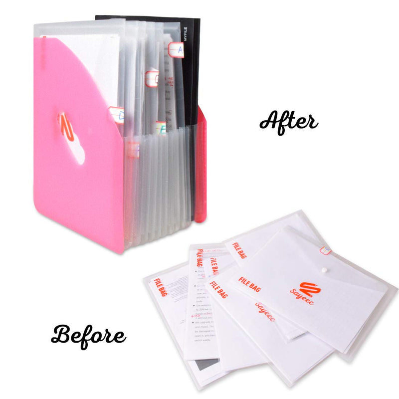 Marte Vanci Expanding File Folders Document Storage 13 Pockets Organizer A4 Paper Letter Size for School Office Pink