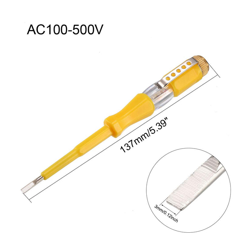 uxcell® Tester Screwdriver, Voltage Detector Pen Light Circuit Tester Electric Test Pen Screwdriver AC100-500V 3mm Slot