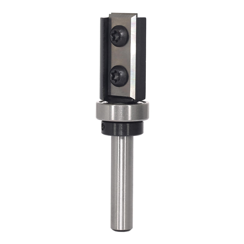 AKYLIN reversible flush cutter 8 mm shank, 4-sided interchangeable carbide blade, flush cutter router with ball bearing, wood cutter for edge processing, flush cutter, bottom bearing, 8 x 19 x 30 mm