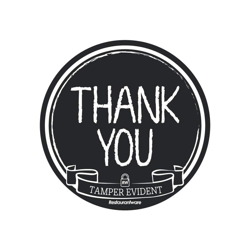 Label Tek 2 Inch Tamper-Evident Stickers, 500 Rolled Thank You For Your Business Stickers - Chalkboard Design, For Safe Food Delivery, Black With White Font Plastic Tamper Seal Stickers