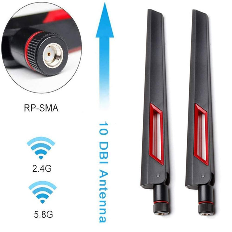 WiFi Antenna Dual Band 2.4GHz 5.8GHz 10 DBI RP-SMA Router for PCI-E WiFi Network Card USB Wireless Adapter Security IP Camera and ASUS RT-AC68u