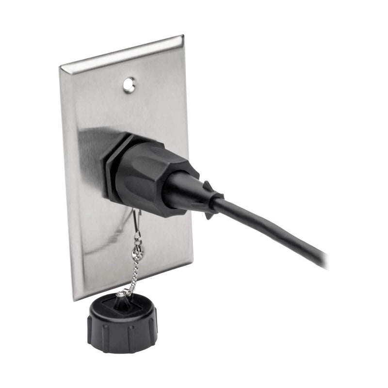 Tripp Lite RJ45 Bulkhead Wall Plate, 1 Cutout, Industrial, Metal - Stainless Steel, IP44, Single Gang, TAA (N206-FP01-IND)