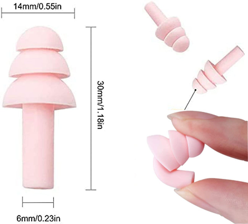 Earplugs for Sleeping Noise Cancelling Reusable Silicone Ear Plugs Suitable for Swimming Travel Snoring Airplanes Study Work Noisy Places（8Pairs） 8