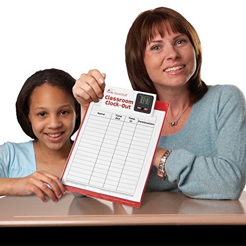 Really Good Stuff Classroom Clock-Out Clipboard – Keep Track of Students with Sign-Out/Sign-in Sheet and Digital Clock – Durable Clipboard with Easy-to-Read Clock, 9” x 13”
