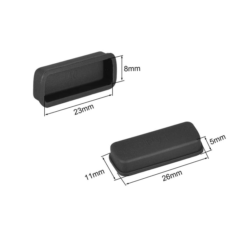 uxcell 5pcs DVI Video Silicone Port Anti Dust Protectors Cap Cover 23mmx8mm Black