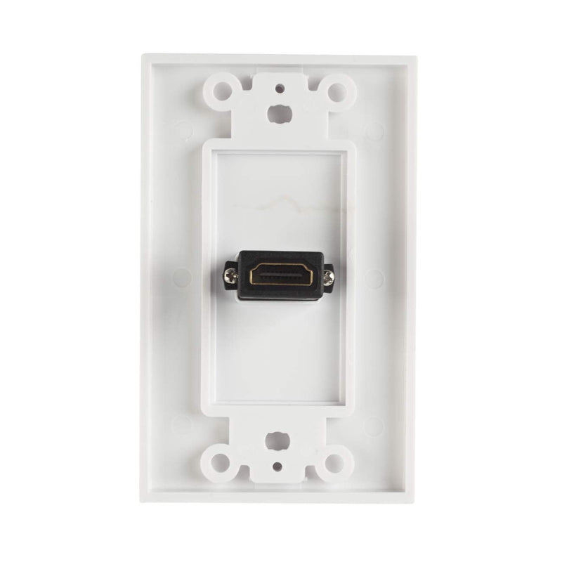 TENINYU Single HDMI Wall Plate (1 Port) - 4K UHD, ARC, and Ethernet Pass-Thru Support (1-Gang) White - for 1 HDMI (1-Port)