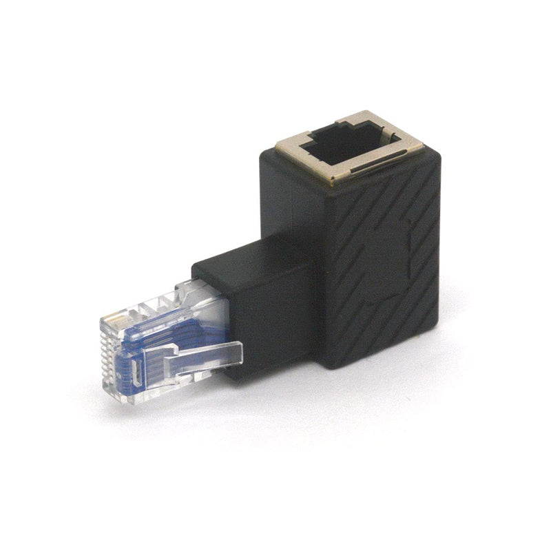 GLHONG Angled RJ45 Ethernet Adapter, 90 Degree RJ45 8P8C Male to Female Cat5e Cat6 Network Patch Connector 2Pcs (Right) Right