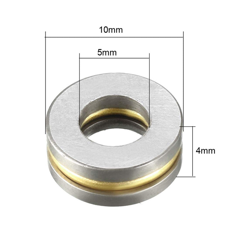 uxcell F5-10M Thrust Ball Bearings 5mm x 10mm x 4mm Chrome Steel Single Direction 4pcs 5mmx10mmx4mm