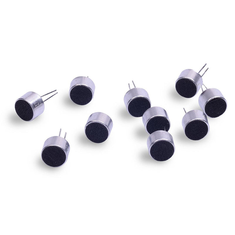 Cylewet 10Pcs Cylindrical Electret Condenser Microphone Pickup with 2 Pins 9Ã—7mm for Arduino (Pack of 10) CYT1013