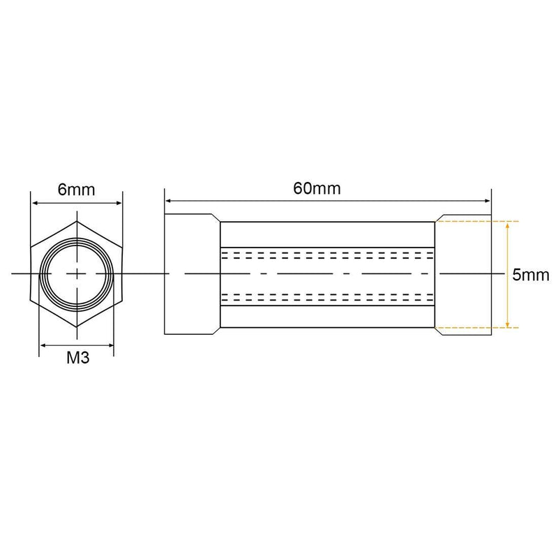 uxcell Hex Aluminum Standoff Spacer Column M3x60mm,for RC Airplane,FPV Quadcopter,CNC,Red,5pcs 60mm Red