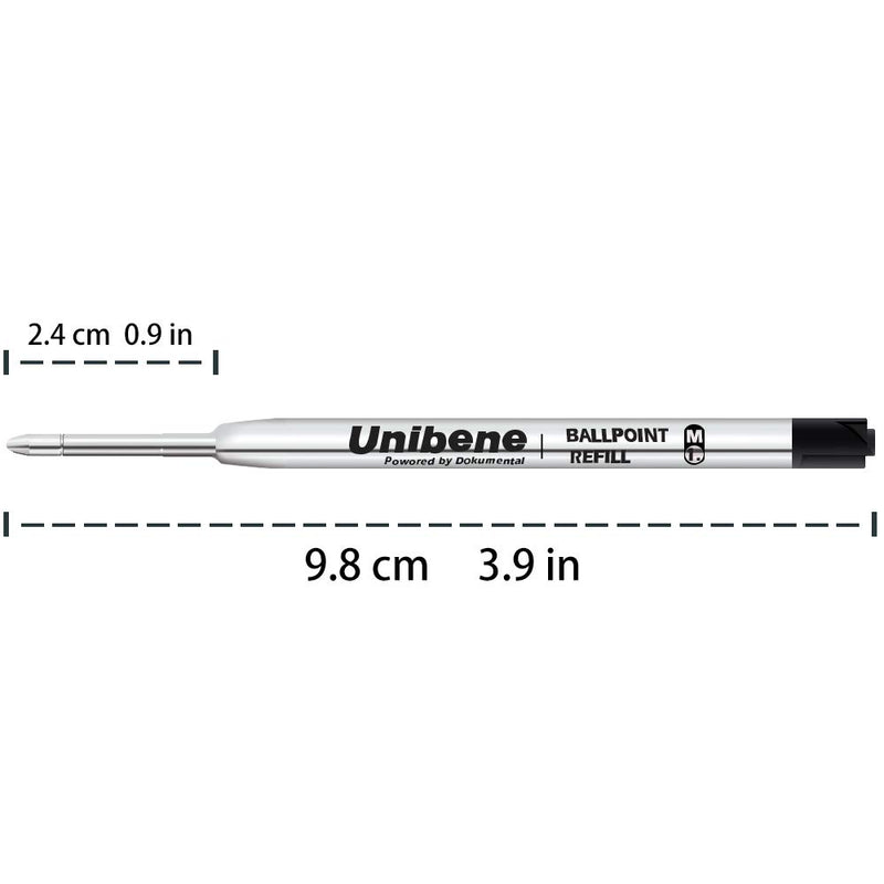 Unibene Parker Compatible Ballpoint Refills 12 Pack,1.0mm Medium Point-Black, Smooth Writing Replaceable German Ink Tactical Pen Refills for Parker Ballpoint/UZI Pen Black