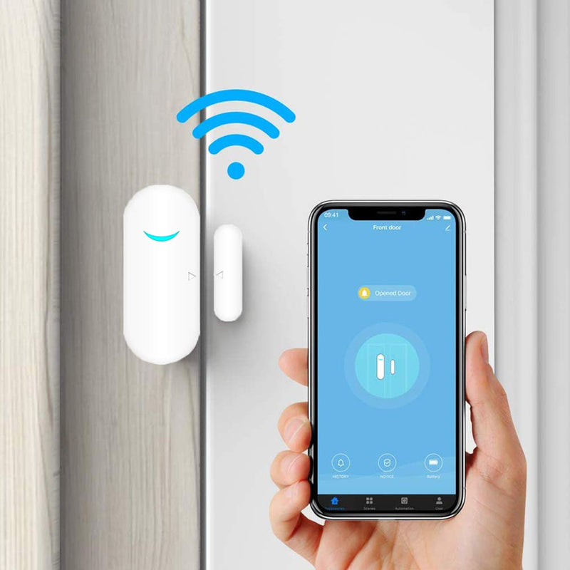 WiFi Wireless Door Window Sensor,TUYA Smart Alarm with Free Notification APP Control Home Security Alarm System, Compatible with Alexa, Google Home, Siri (1-Pack) 1