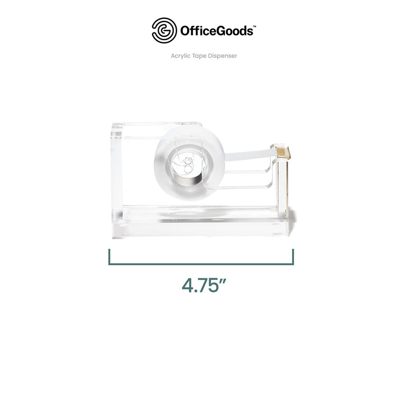Acrylic Tape Dispenser - Gold Office Desk Dispenser for Clear Tape - Decorative Accessory for Home, School, or Work