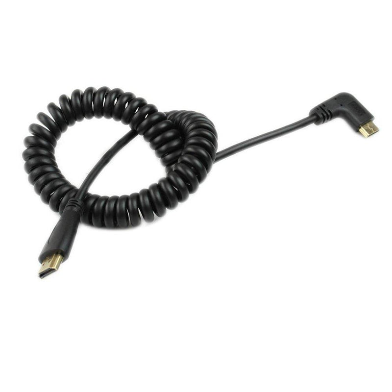 Angle 90 Degree Right Mini HDMI to HDMI,SinLoon Right Angled Mini-HDMI Male to HDMI Male Gold Plated Converter Adapter Coiled Spiral Cable,Support 3D, 1080P,1.5~10 Feetï¼ˆ90Mini-HDMI Rightï¼‰