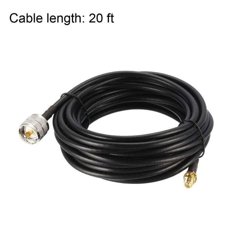 uxcell SMA Female to UHF PL-259 Male RG58 RF Coaxial Coax Cable 20 ft