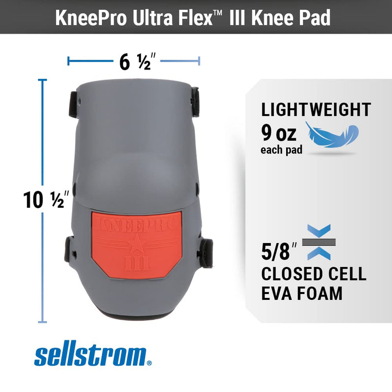 Sellstrom KneePro Knee Pads - Ultra Flex III - Heavy Duty Protection and Comfort for Construction, Gardening, Army, Flooring Work - Grey and Orange Original - Gray (Pair) Knee Pad