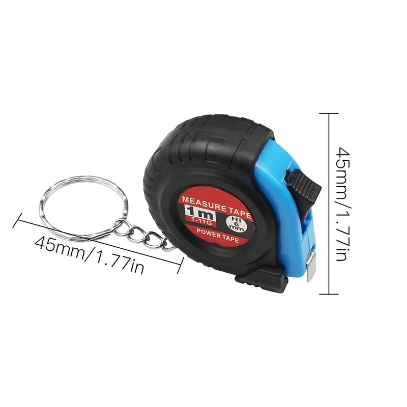 hocadon Pack of 3 Retractable Tape Measures 3FT/1M, Small Tape Measure with Key Ring, Mini Tape Measure with Metric and Inch Scale (3 Colors)