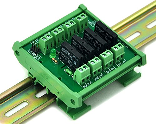 Electronics-Salon DIN Rail Mount DC5V 4 Channels DC-AC 2Amp G3MB-202P Solid State Relay SSR Module Board.