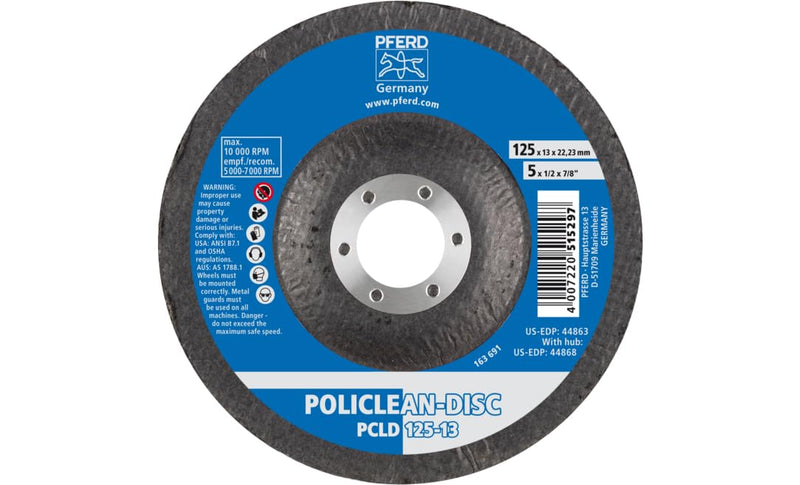 Policlean Disc PCLD PLUS - Ø 125mm, width: 13mm, bore diameter: 22.23mm, RPM: 10,000