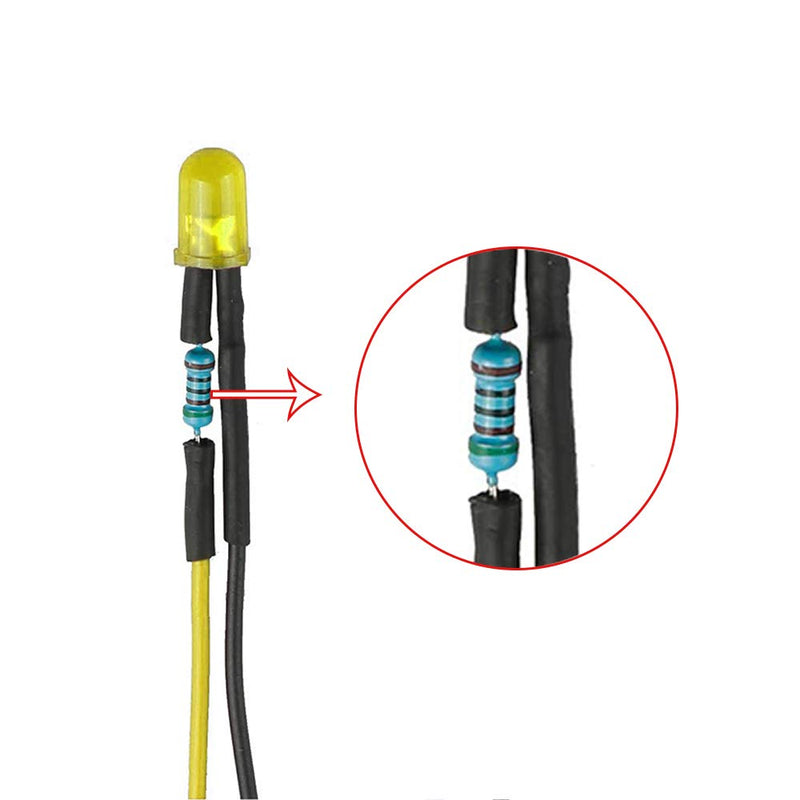 YIXISI 50 pieces pre-wired LED, 12 V 5 mm pre-wired diode light, diffuse emitting light diode multi-color assorted light, 20 cm (yellow) yellow-b-50