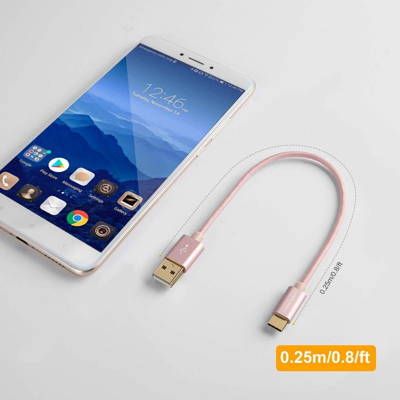 Short USB C Cable 0.8 FT CableCreation USB A to USB C Cable USB to C Cable Braided Fast Charging Cable 3A 480Mbps Data, Compatible with MacBook Air Chromebook Pixel Galaxy S21 S20 S10 25CM/Rose Gold 0.8FT Rose Gold 1