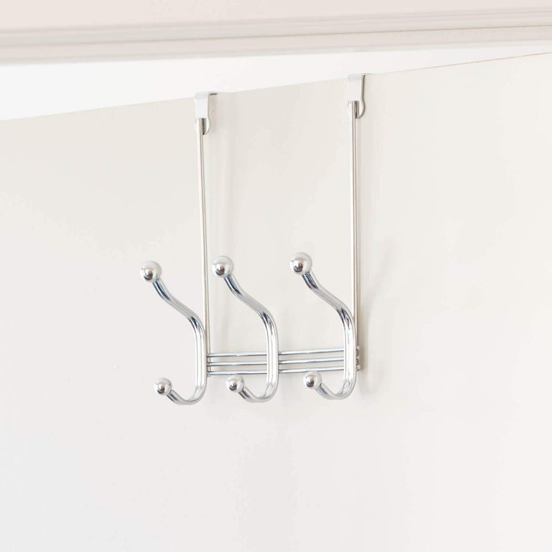 iDesign 53070 York Lyra Steel Over-The-Door 6-Hook Storage Rack - 8.38" x 5.25" x 11", Chrome