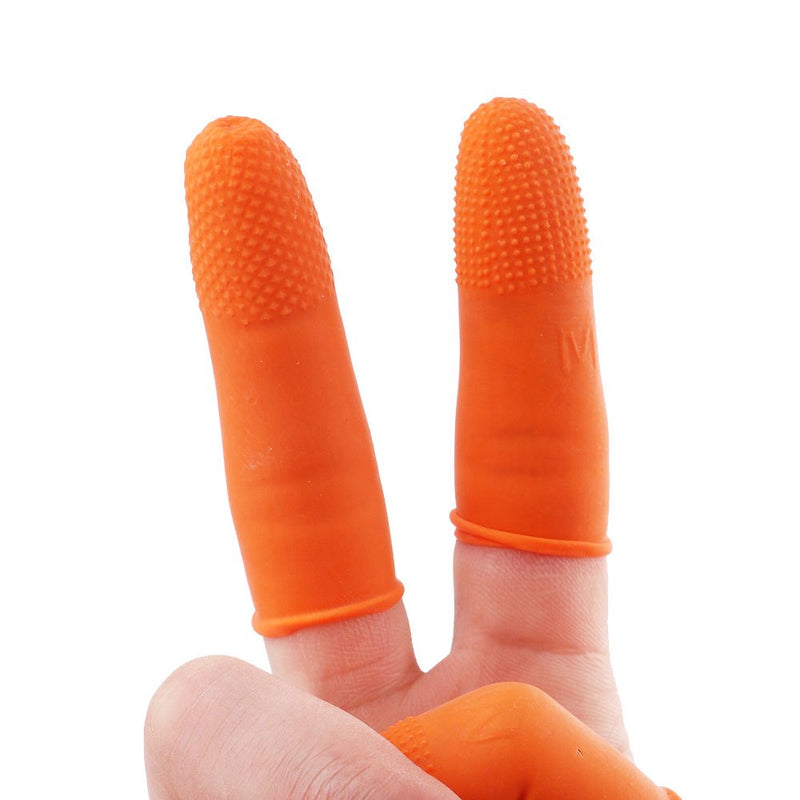 COOSKIN Latex Finger Cots Reusable Rubber Fingertips Protective Glove Heavy Duty Industrial Grade Finger Cots (Pack of 100) (Small) 100 Count (Pack of 1)