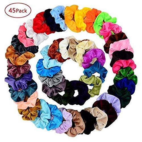 Chloven 45 Pcs Hair Scrunchies Velvet Elastics Hair Bands Scrunchy Hair Ties Ropes Scrunchie for Women Girls Hair Accessories Scrunchies - Great Gift for Holiday Seasons
