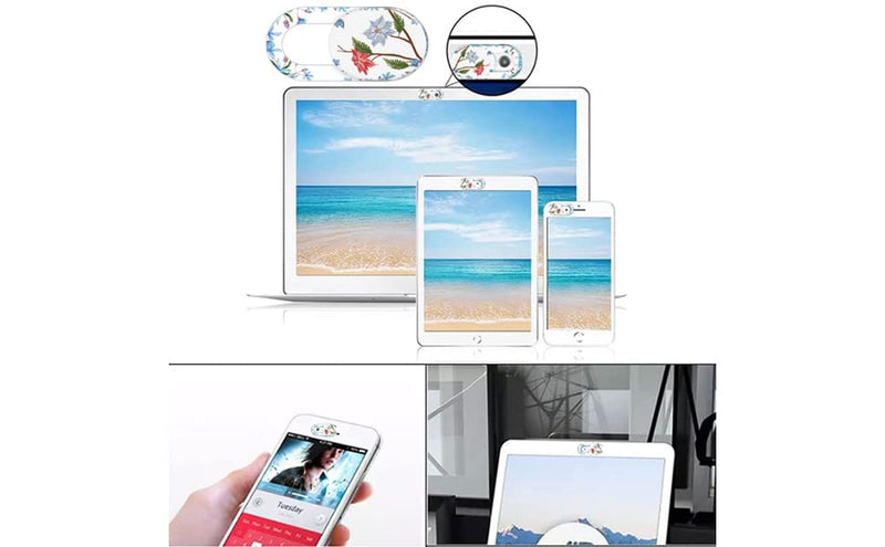 Laptop Camera Cover Slide Cute Flower 8 Pack, Webcam Cover Slide Phone Camera Cover, Ultra-Thin Computer Camera Cover Slide Blocker Slider Fits iPhone MacBook Laptop, Desktop, PC, Tablet