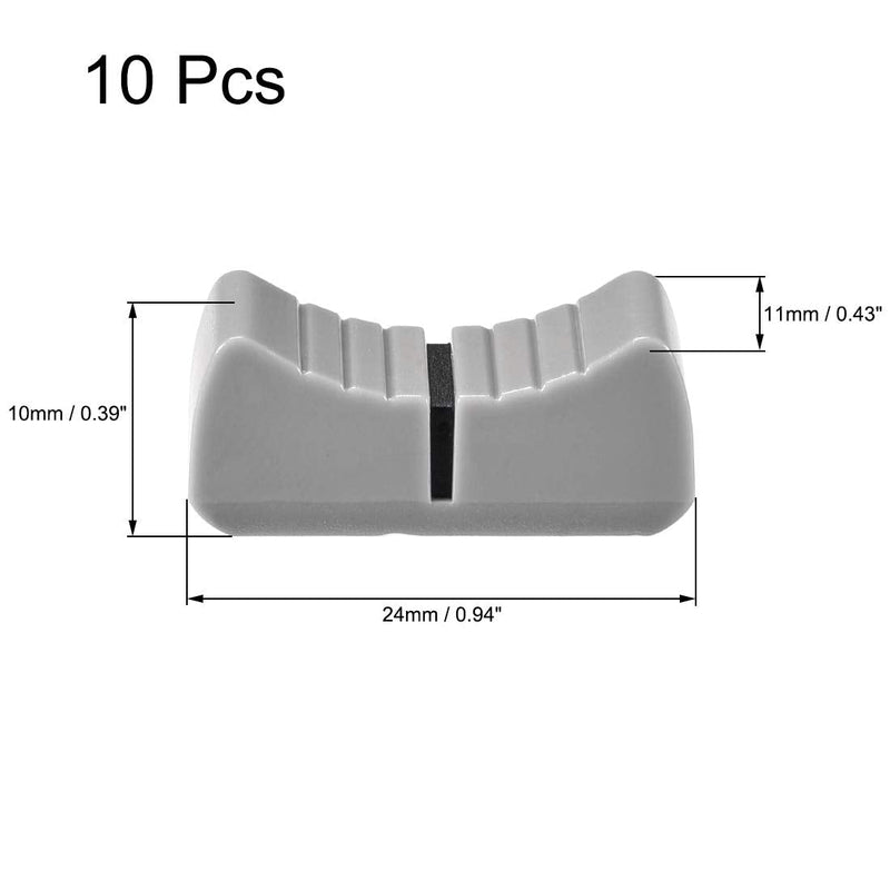 sourcing map Pack of 10 Mixing Console Slider Knobs Replacement for Potentiometer Gray Knob Black Mark 24mmx11mmx10mm