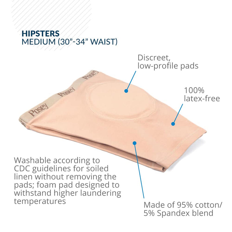 TIDI Posey Hipsters, Unisex, Medium â€“ Washable, Comfortable & Low-Profile Hip Protection Pads â€“ Latex-Free Hip Pads â€“ Hip Protectors for Elderly Care, Seniors & Home Care (6016M) Hipsters Standard Brief