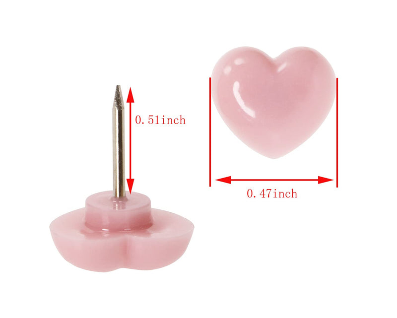 ONLYKXY Sweetheart Push Pins Tacks Plastic Pinks Love Heart Head, Steel Point （100 Piece ）