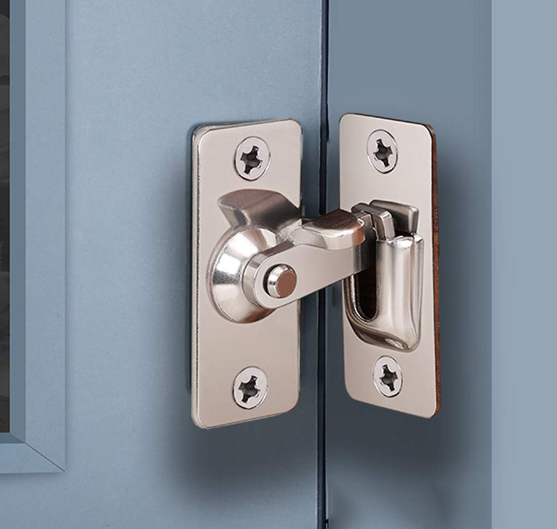 Door Hasp Latch 90 Degree, Stainless Steel Safety Angle Locking Latch for Push/Sliding/Barn Door, Satin Nickel MK2 1pcs small