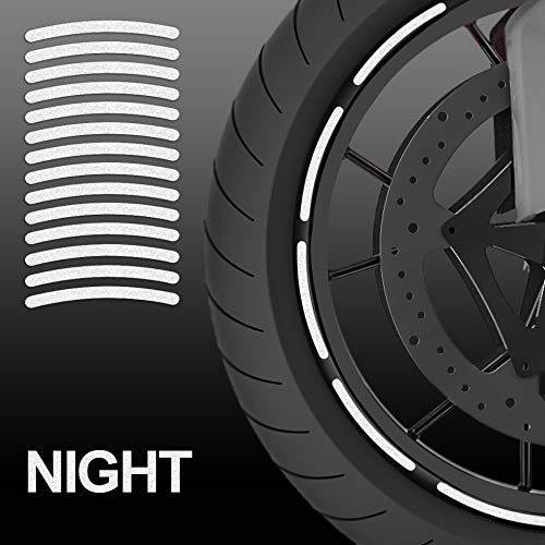 14pcs High Visibility Warning Reflective Stripes Rim Stickers Bike Bicycle Kit Decals Black Reflector Highly Night Safety Sign Visibility Universal Self - Adhesive D 54