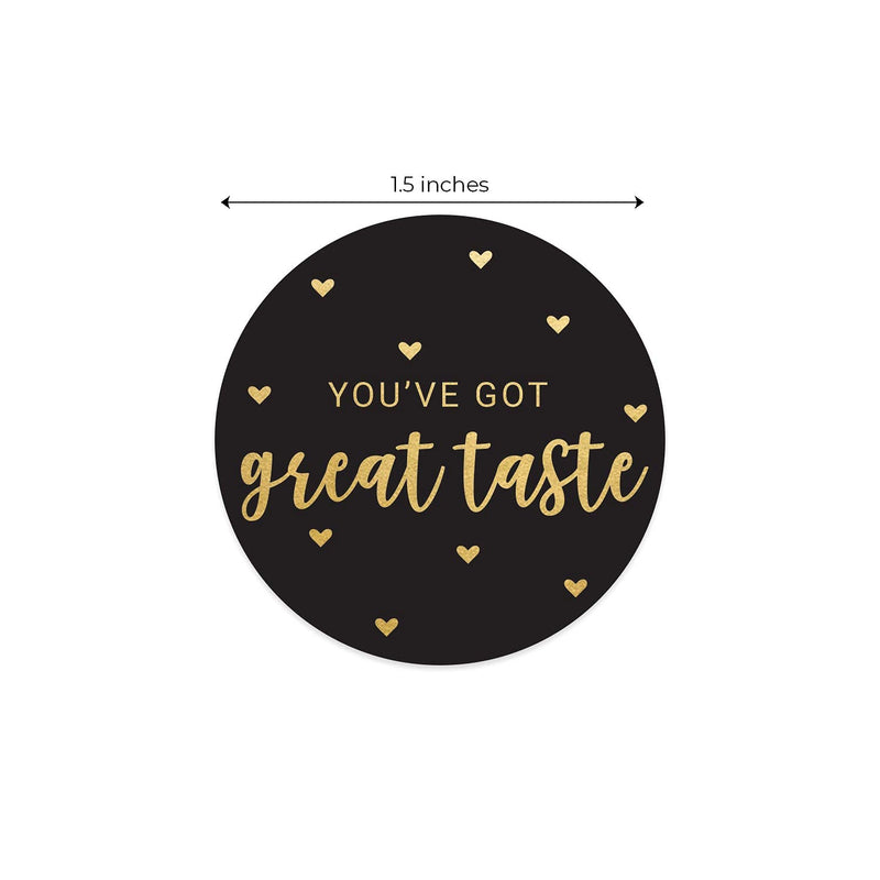 You've Got Great Taste Stickers/Roll of 500 1.5" Labels/Gold Foil Business Stickers