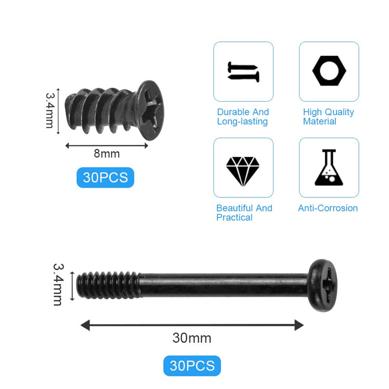 PERFETSELL Pack of 80 PC case screws carbon steel PC fan screws case computer fan screws PC fan screws radiator screws for PC cases, fans