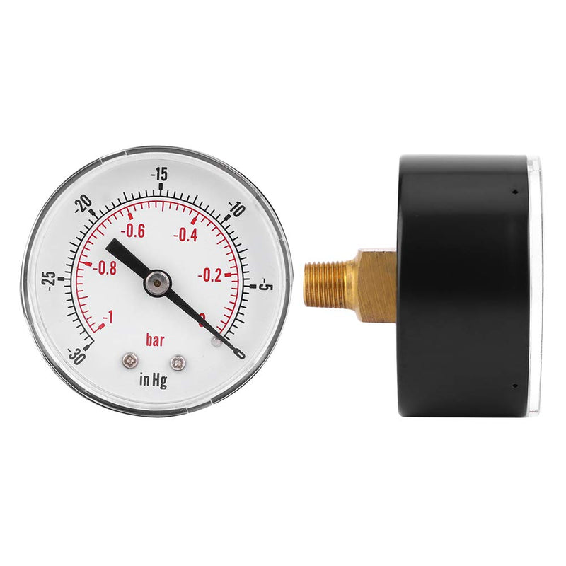 Dual Scale Vacuum Gauge 50mm Dial Indicator 1/8 BSPT Back Port -1-0bar -30-0inhg Gauge for measuring air, water, oil and gas