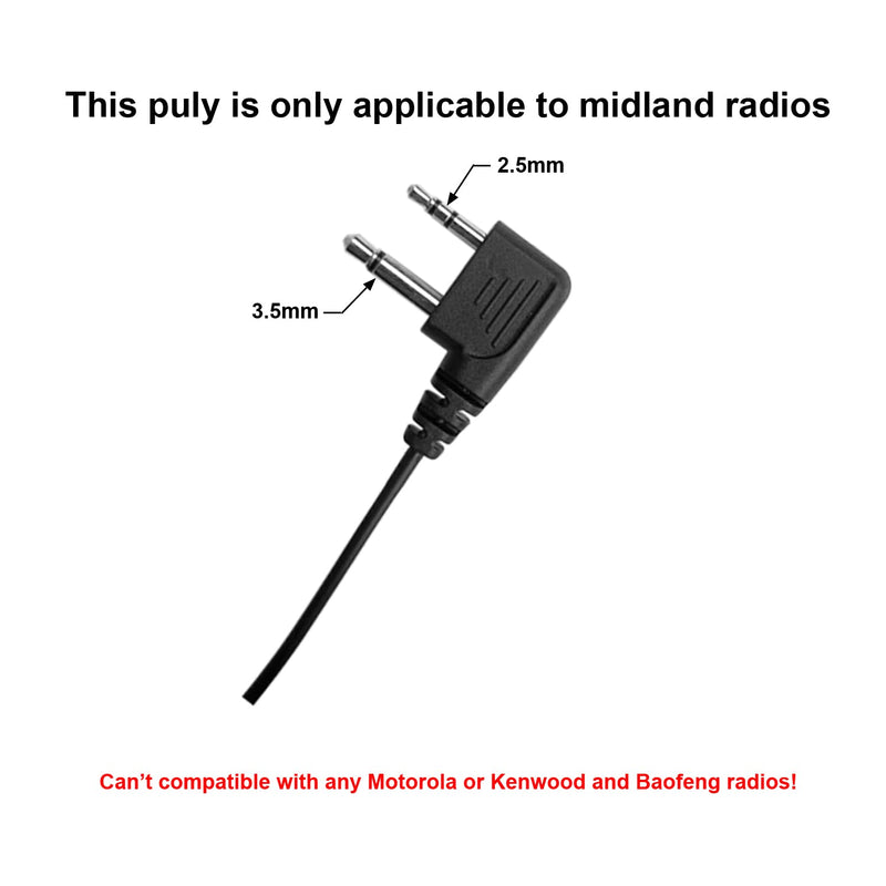 Two Way Radio Earpiece, Walkie Talkie Headset,Transparent Security HeadphonesCompatible Midland AVPH3,for Midland Walkie Talkie with PTT/VOX -Black (Pair) pair