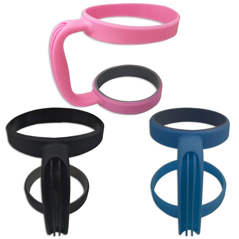 3 Pack 30oz Tumbler Handles, DanziX Mug Handle or Cup Holder Replacement- Black, Pink,Blue