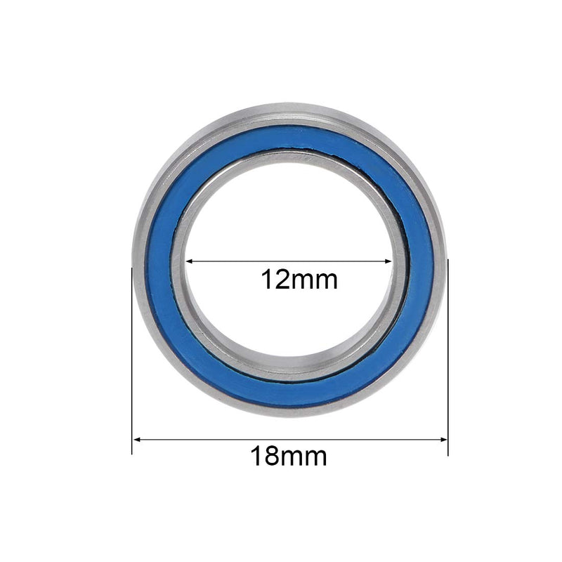 uxcell 6701-2RS Deep Groove Ball Bearing 12x18x4mm Double Sealed ABEC-3 Bearings 5-Pack
