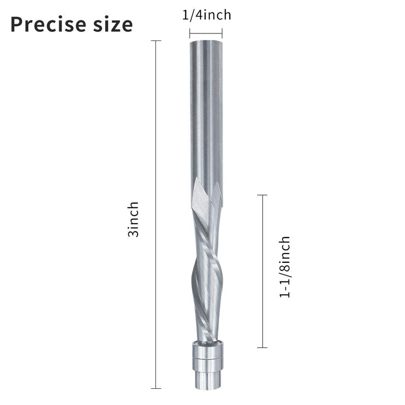 Spiral Flush-Trim Router Bits，Solid Carbide Flush Trim Router Bit 1/4-Inch Shank Spiral Flush Trim Up Cut from TACKPRO (1/4" Shank Up-Cut) 1/4" Shank Up-Cut