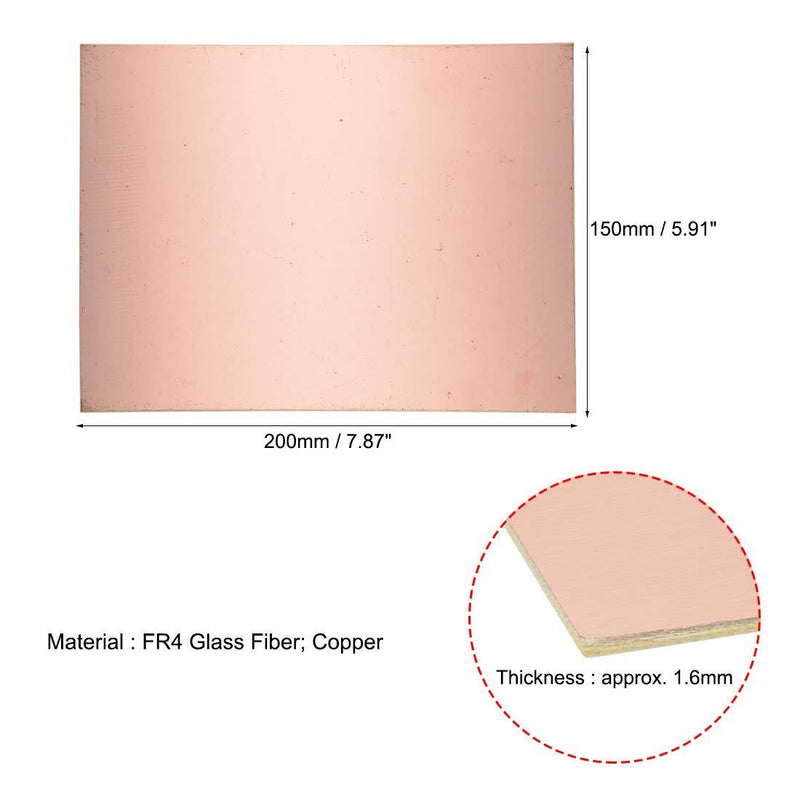 uxcell Single-Sided Copper Clad Laminate PCB Circuit Board, FR4 200x150mm 7.87x5.91 inch, 1.6mm Thickness DIY Prototyping PCB Board, Name Board, 5pcs
