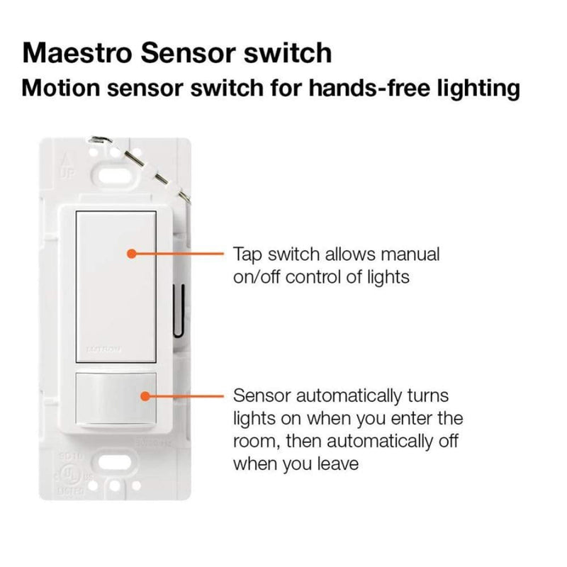 Lutron Maestro Motion Sensor Switch | No Neutral Required, 150W LED, Single Pole | MS-OPS2-AL, Almond 1 Pack