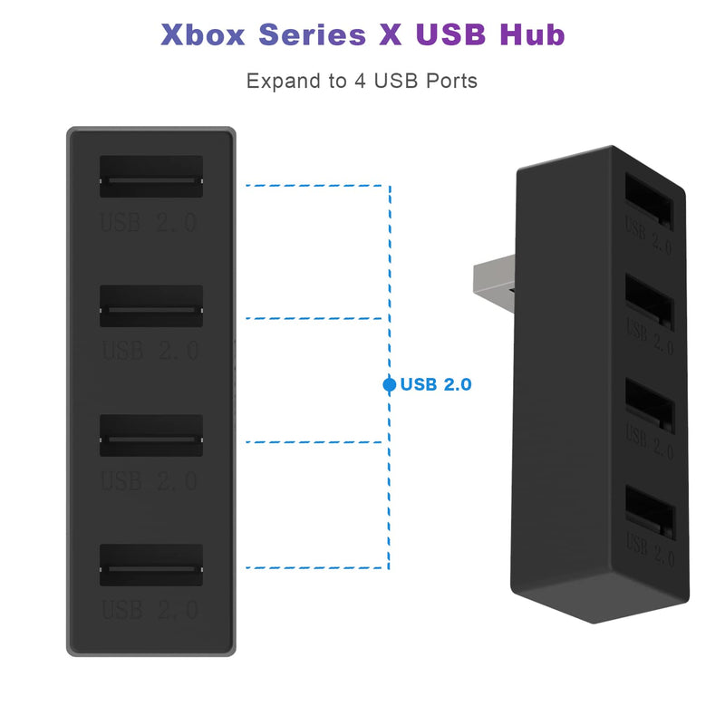 4 Ports USB Hub 2.0 for Xbox Series X, High Speed USB Hub Splitter Expansion Adapter Compatible with Xbox Series X Console