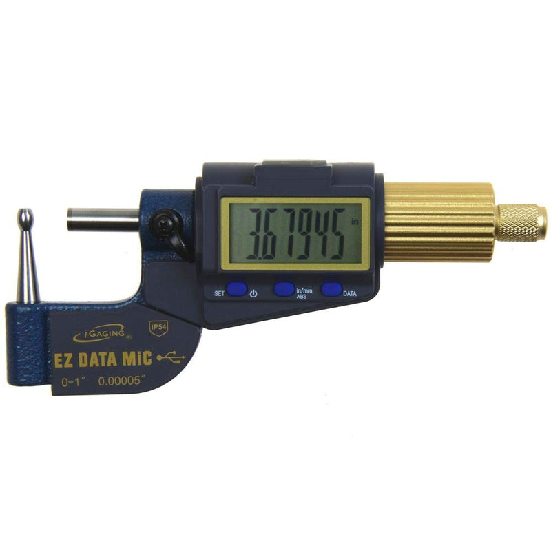 iGaging Reloading Micrometer Tube Ball Spherical Anvil 0-1"/0.00005" Gunsmith X Large Display Gen 2