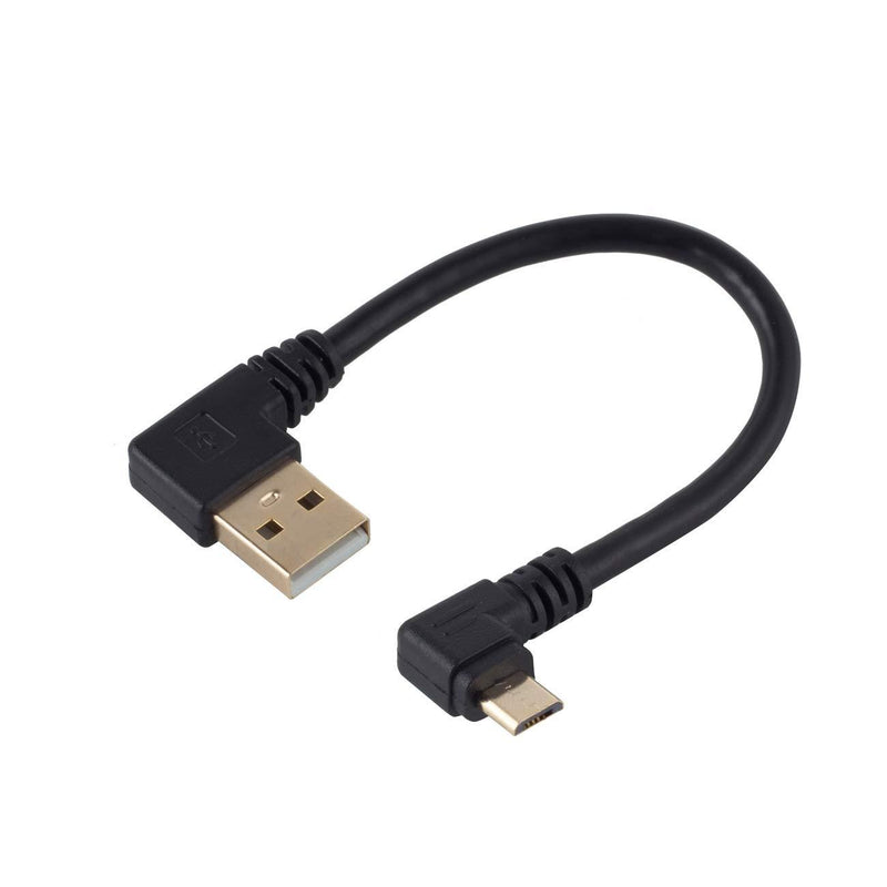 Gold Plated 15CM 90 Degree USB 2.0 to Micro USB B Male Cable Gold Plated Right Angle Data Sync and Charge Extender Lead (3 Pcs Micro 5p)